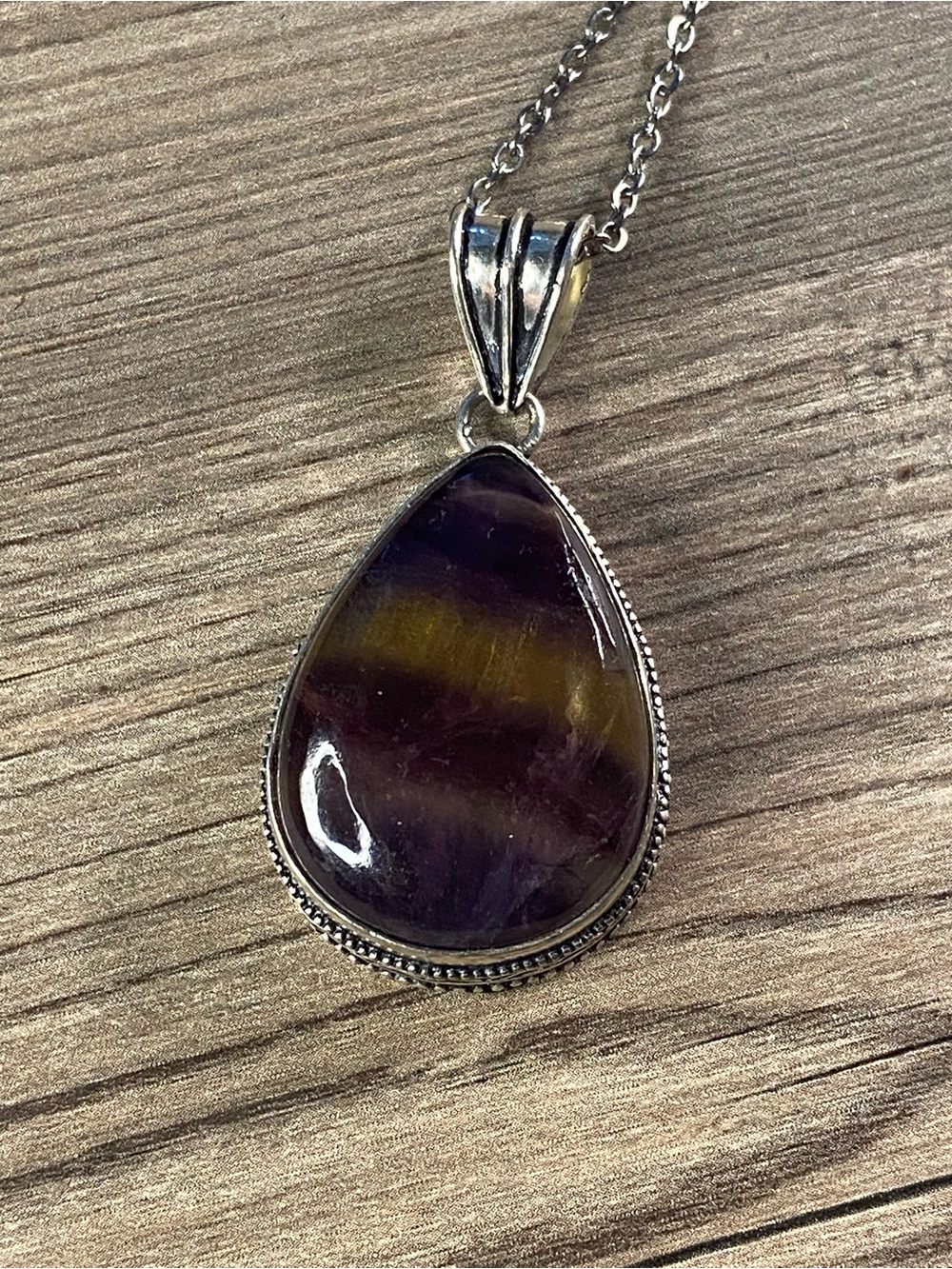 Fluorite & Silver Pendant